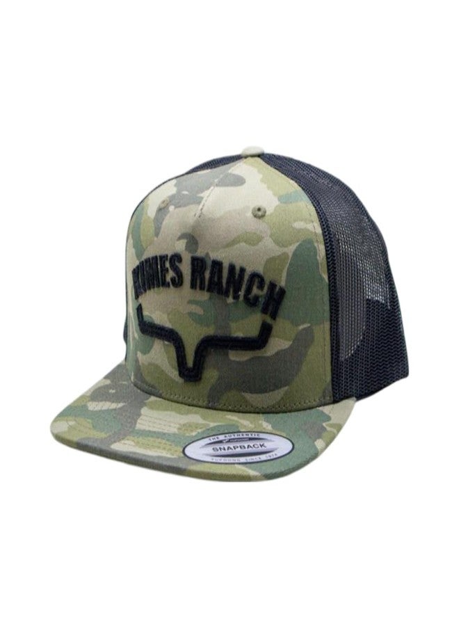 Kimes Ranch Caps Adjustable Snapback Flatlands Trucker Hat/Camo - Image 1